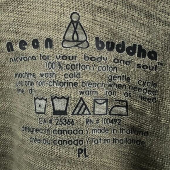 Neon Buddha Women's Olive Green 3/4 Sleeve 100% Cotton Tunic Size PL - Picture 2 of 3